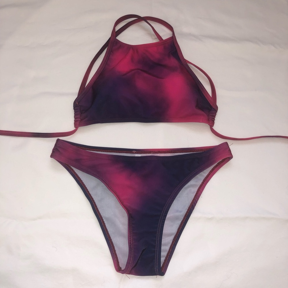 Tie Dye High Neck Bathing Suit